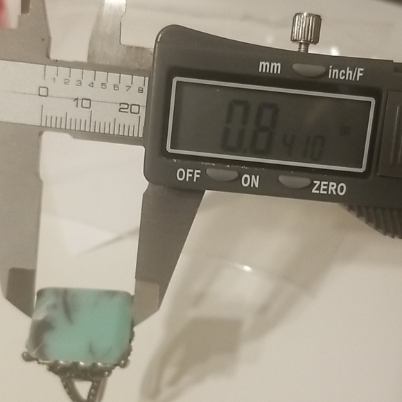 SILVER Art Deco Emerald Moonstone Ring 7.5 - Picture 10 of 10